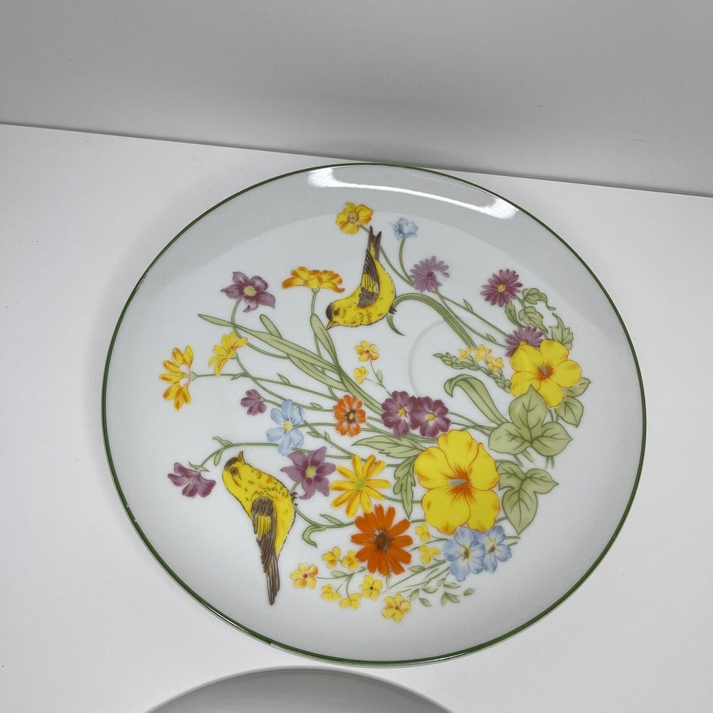 4 Vintage Snack Plates Garden Song 1977 Yellow Birds Mar-Lyn NO CUPS - Picture 6 of 9